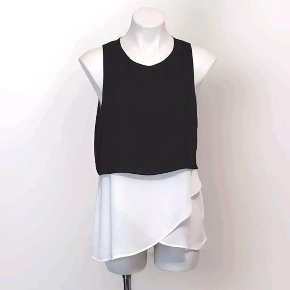 Joseph Ribkoff Colorblock Chiffon Double Layered Tank Top Flowy Chic Small